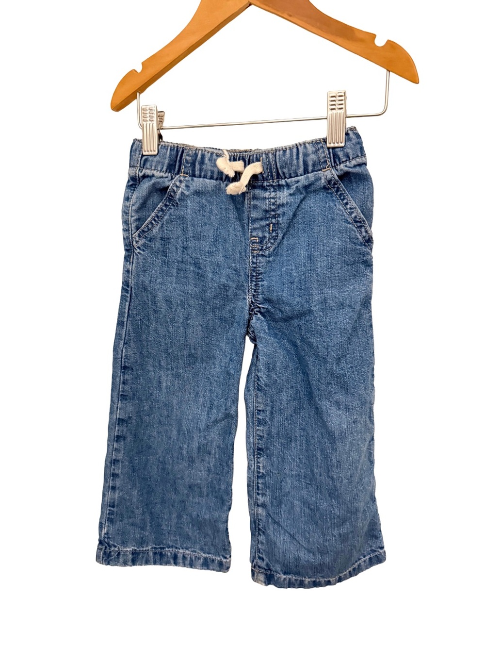 Cat & Jack Wide Leg Denim Pull-On Jeans in Blue with Drawstring 3T